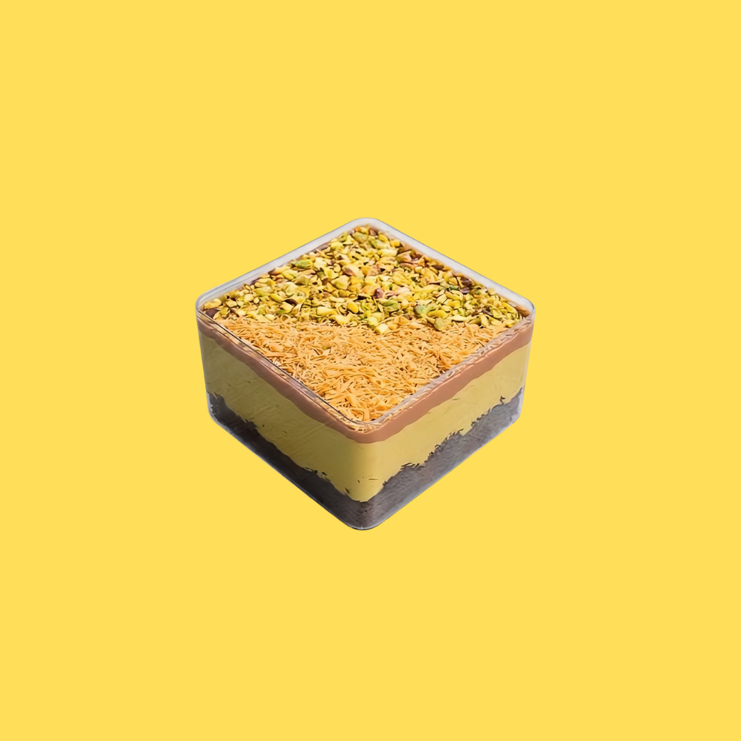 Pistachio Kunafa Chocolate Cake